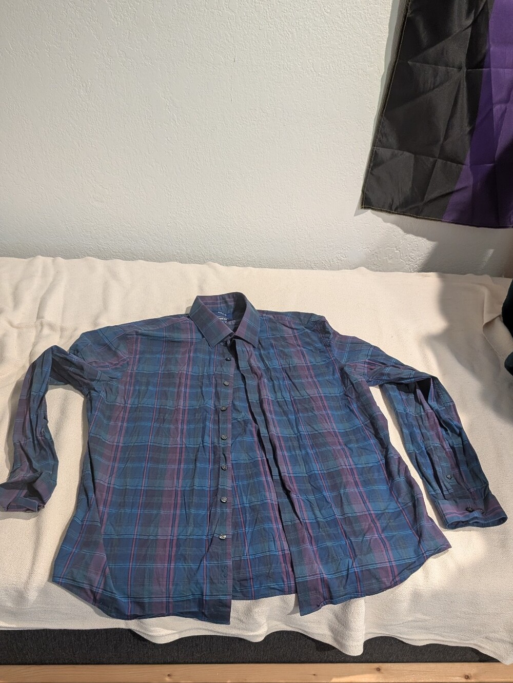 Apt. 9 Blue and Purple Plaid Long-Sleeve Button-Down Shirt